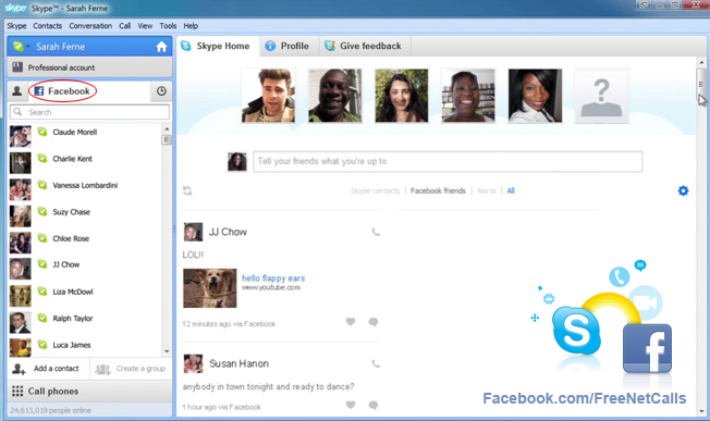 make free calls with your facebook friends over skype